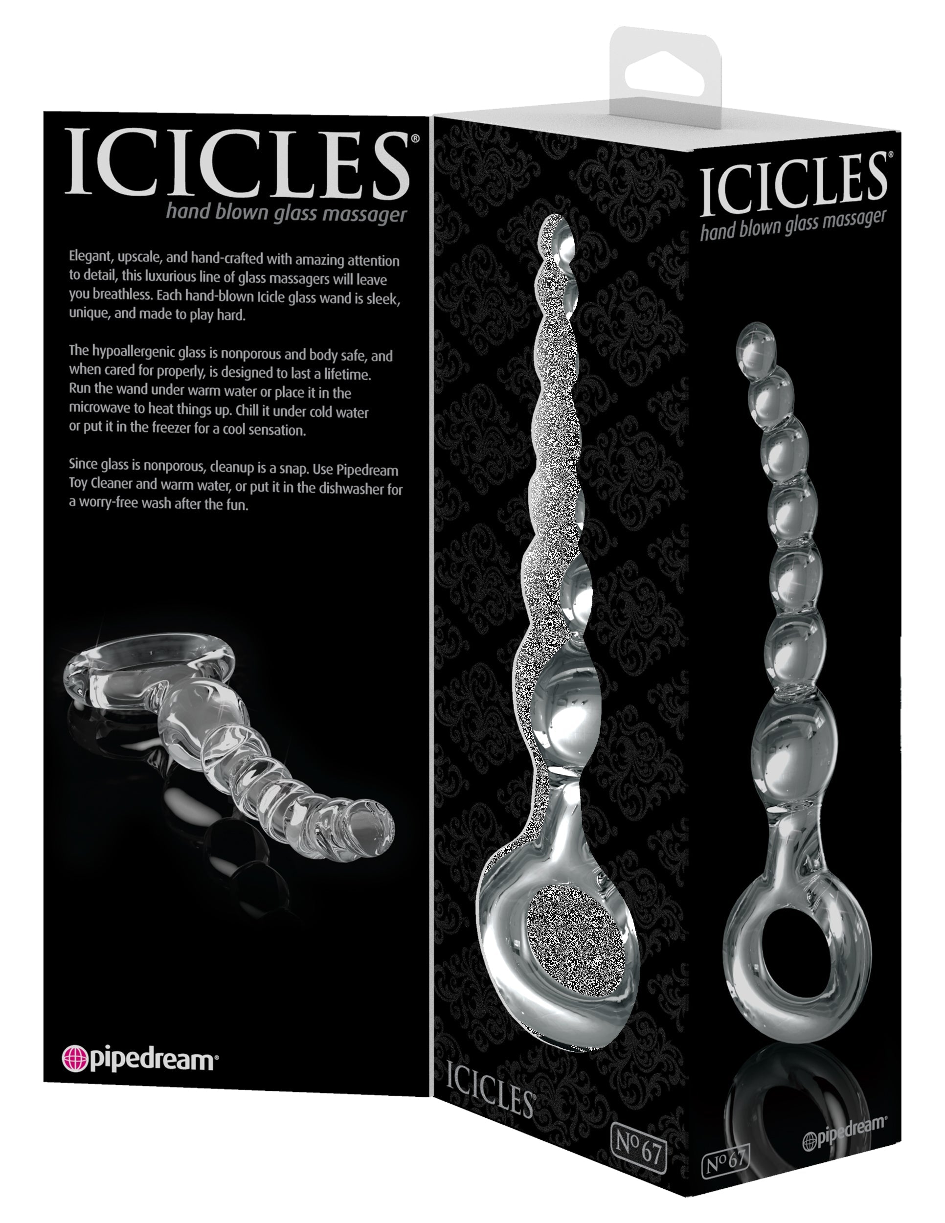 Pipedream Icicles No 67 Glass Anal Beads Massager Glass Sex Toys