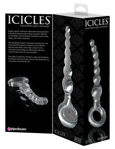 Pipedream Icicles No 67 Glass Anal Beads Massager - Glass Sex Toys