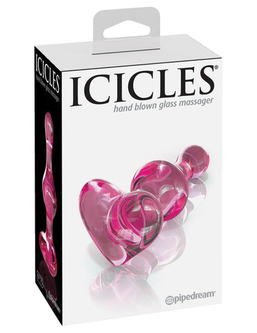 Pipedream Icicles No 75 Heart Shape Glass Anal Plug - Glass Sex Toys