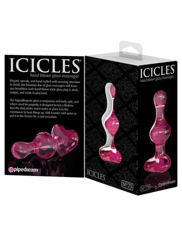 Pipedream Icicles No 75 Heart Shape Glass Anal Plug - Glass Sex Toys