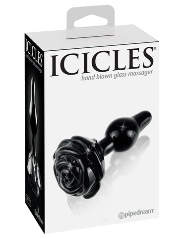 Pipedream Icicles No 77 Rose Shaped Glass Anal Plug - Glass Sex Toys