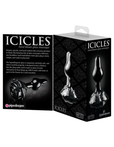 Pipedream Icicles No 77 Rose Shaped Glass Anal Plug - Glass Sex Toys