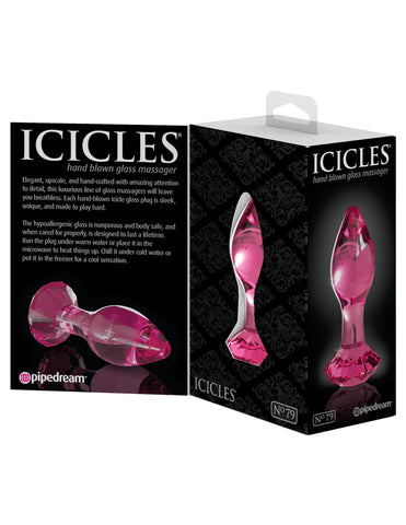 Pipedream Icicles No 79 Glass Anal Plug Pink - Glass Sex Toys