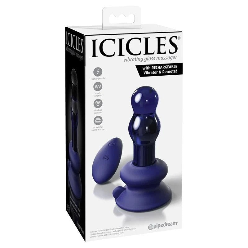 Pipedream Icicles No 83 Remote Control Vibrating Glass Plug Butt Plugs