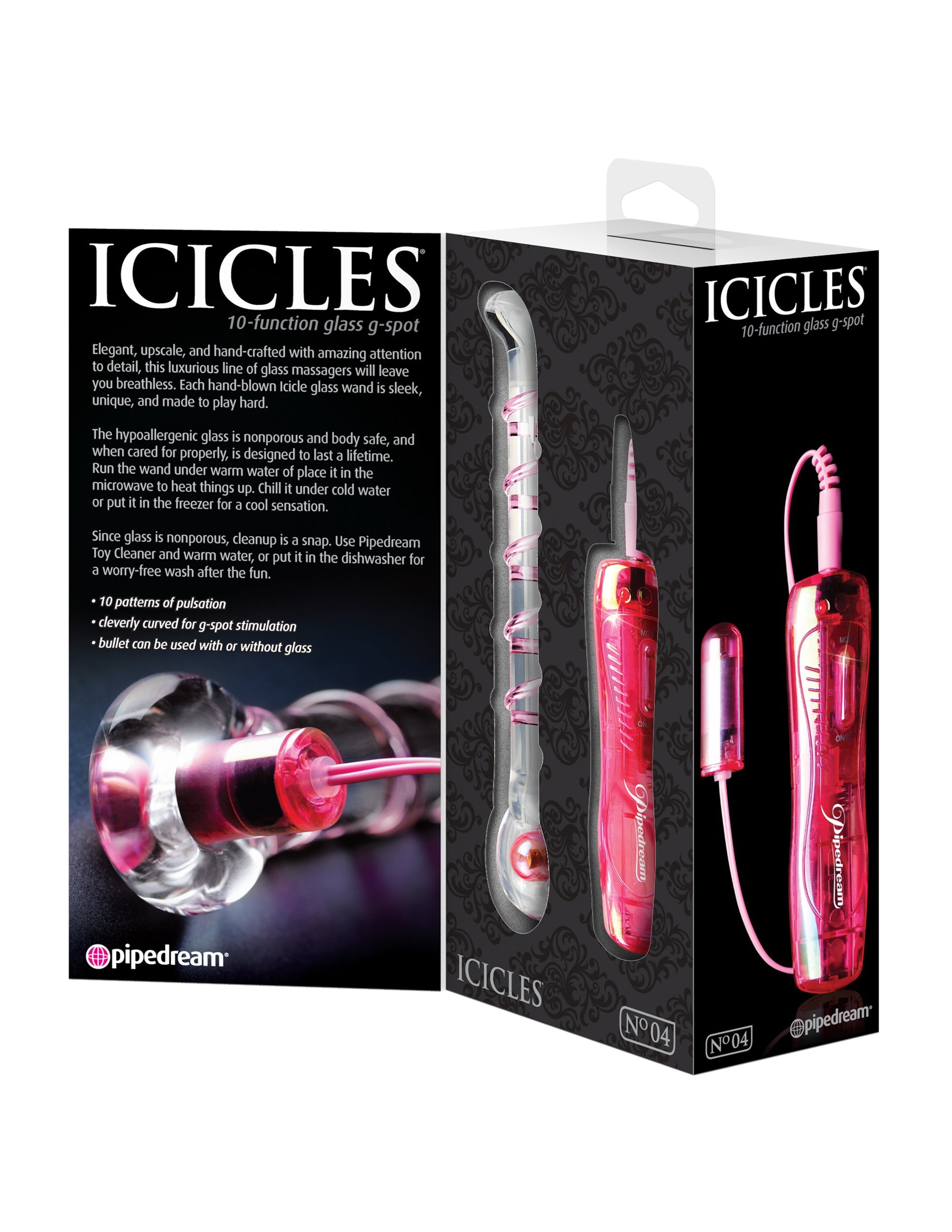 Pipedream Icicles No 04 10 Functions Glass G Spot Wand Glass Sex Toys
