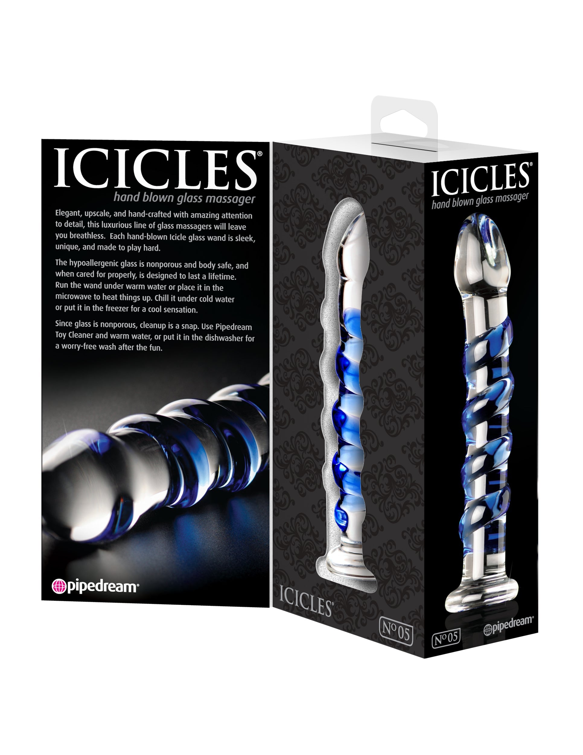 Pipedream Icicles No 05 Hand Blown Glass Dildo Massager Glass Sex Toys