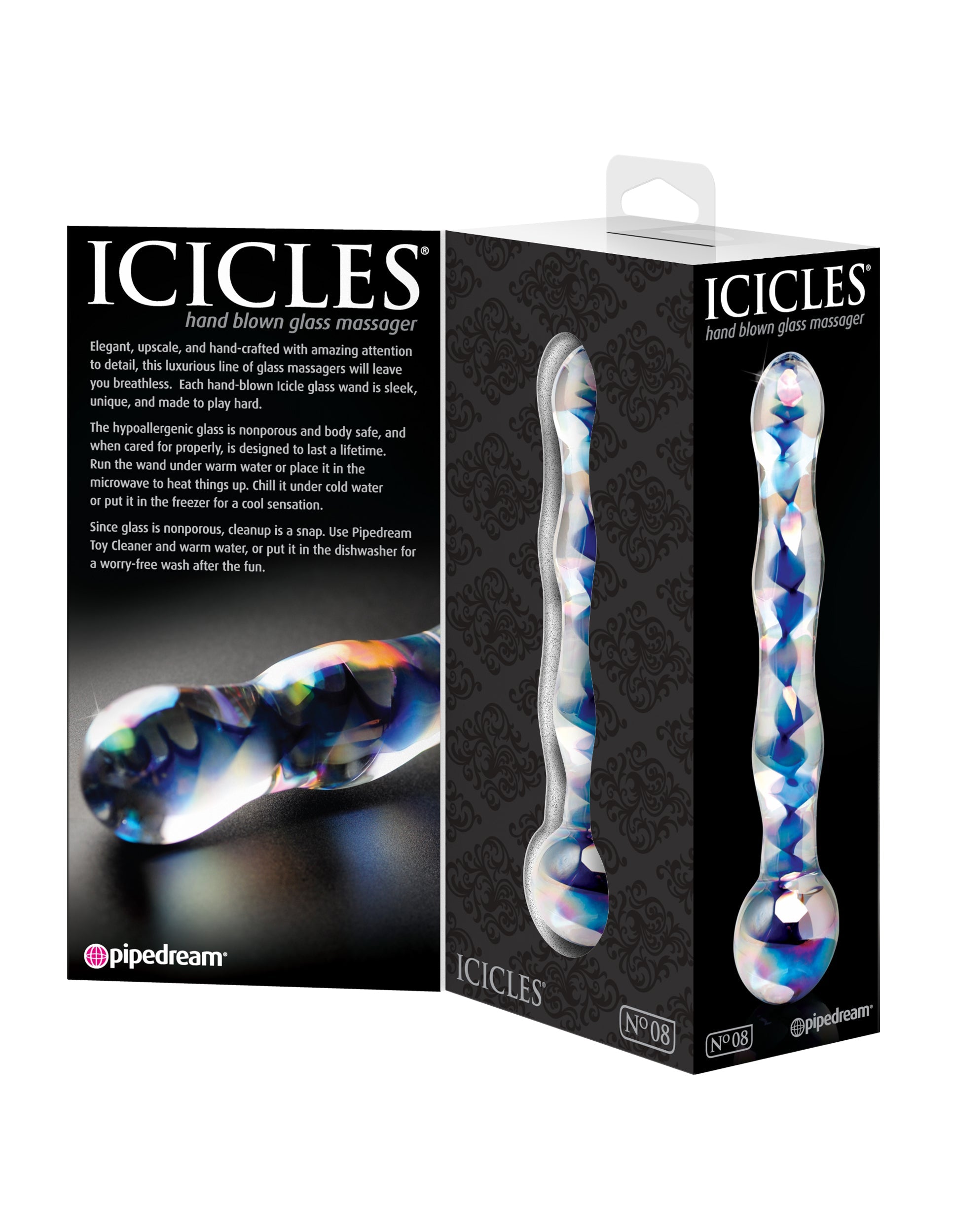 Pipedream Icicles No 08 Clear Glass Dildo Massager Glass Sex Toys