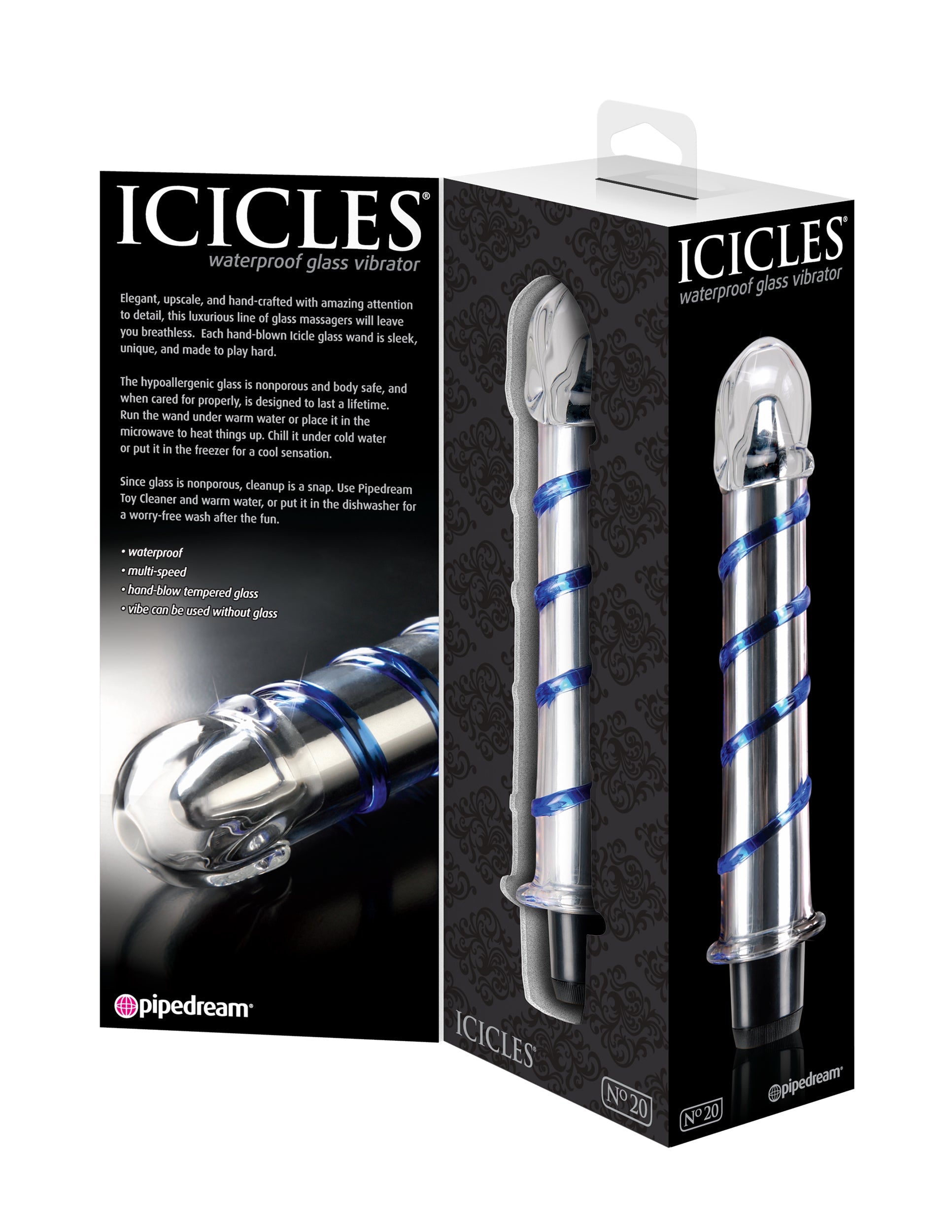 Pipedream Icicles No 20 Glass Bullet Vibrator Glass Sex Toys