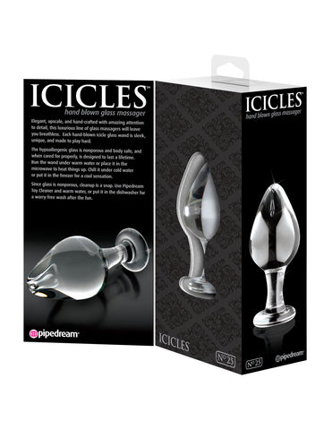 Pipedream Icicles No 25 Hand Blown Glass Butt Plug - Glass Sex Toys