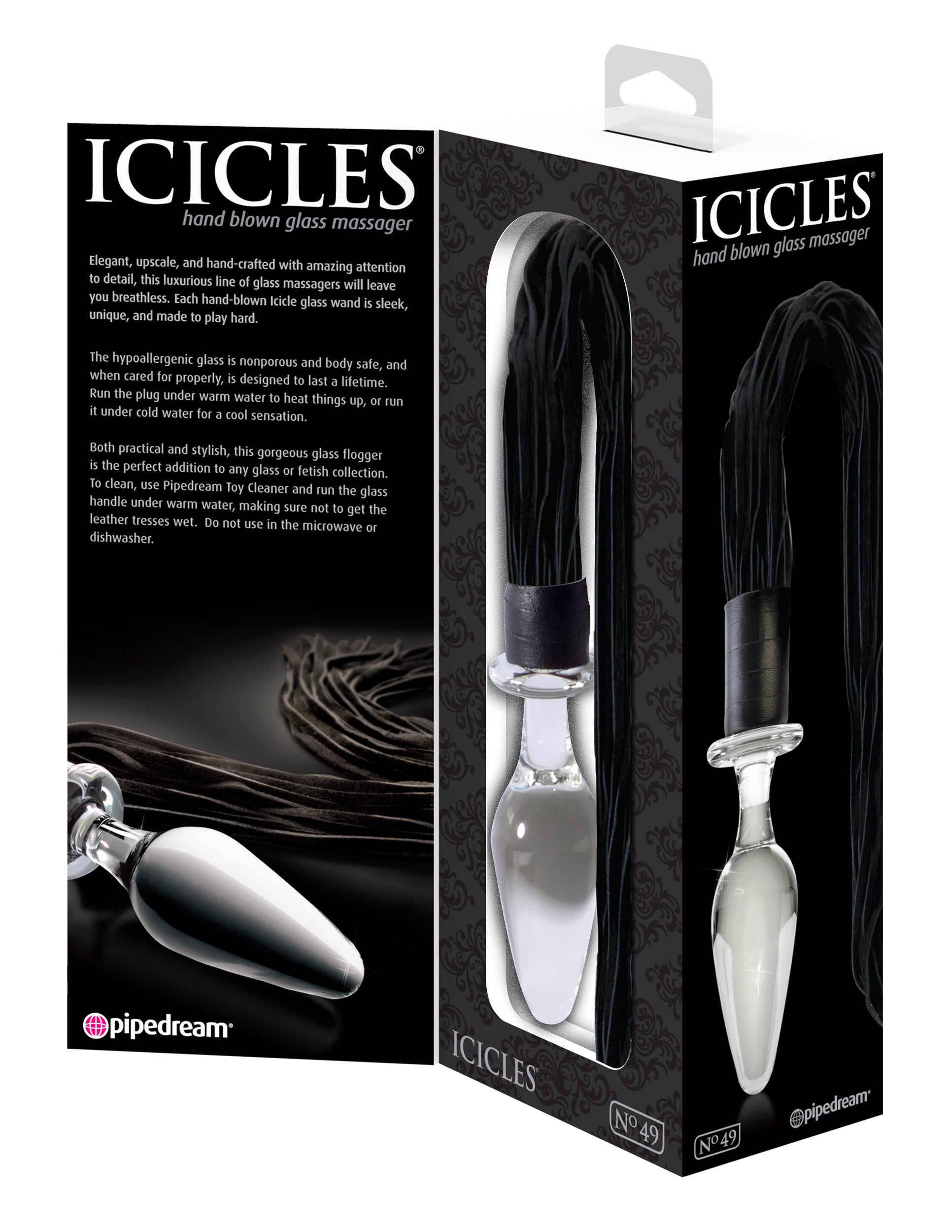 Pipedream Icicles No 49 Glass Butt Plug and Flogger Glass Sex Toys