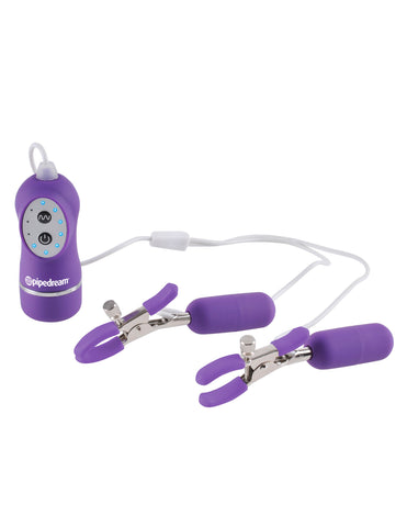 Fetish Fantasy 10 Function Vibrating Nipple Clamps - Nipple and Clit Clamps
