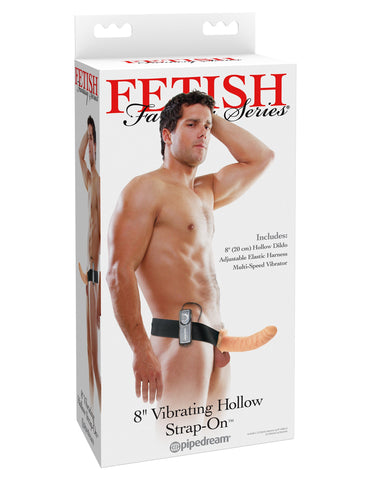 Fetish Fantasy 8 inch Vibrating Hollow Strap-On Dildo - Strap On Sextoys