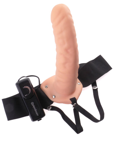 Fetish Fantasy 8 inch Vibrating Hollow Strap-On Dildo - Strap On Sextoys