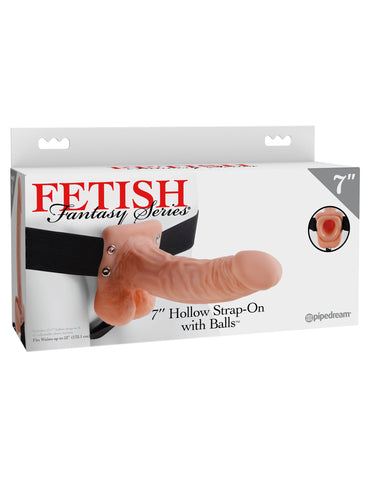 Fetish Fantasy Series 7 Inch Hollow Strap-On Dong with Balls - Rabbit Vibrators