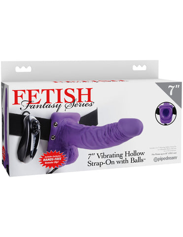 Fetish Fantasy 7 Inch Vibrating Hollow Strap-On with Ball - Strap On Sextoys