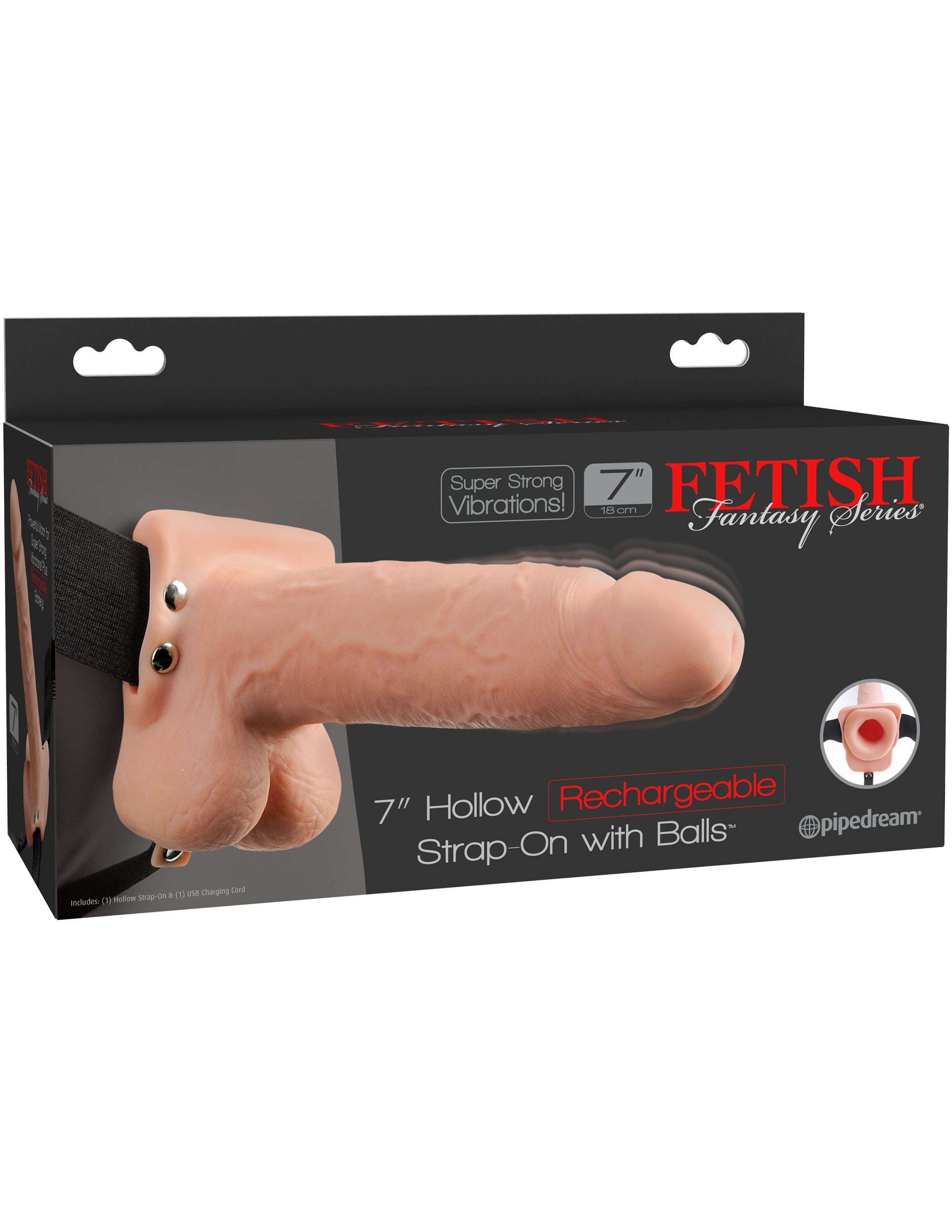 Fetish Fantasy 7 inch Rechargeable Hollow Strap-On with Balls Strap On Sextoys