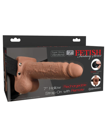 Fetish Fantasy 7 In Hollow Rechargeable Strap On With Remote - Strap On Sextoys