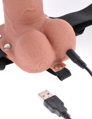 Fetish Fantasy 7 In Hollow Rechargeable Strap On With Remote - Strap On Sextoys