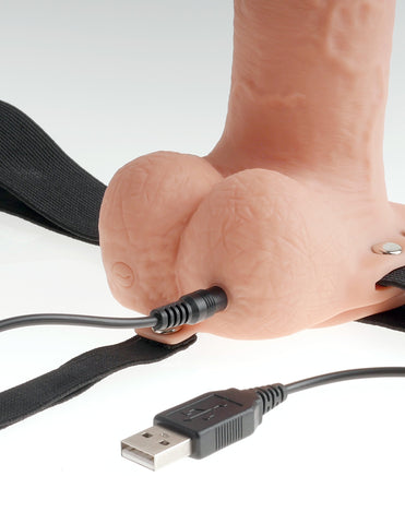 Fetish Fantasy 9 inch Vibrating Hollow Strap-On with Balls - Realistic Dildos
