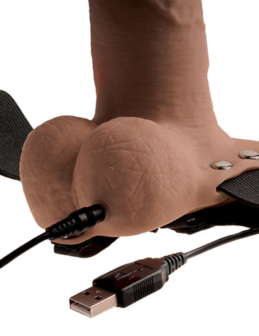 Fetish Fantasy 6 inch Vibrating Hollow Strap-On with Balls - Strap On Sextoys