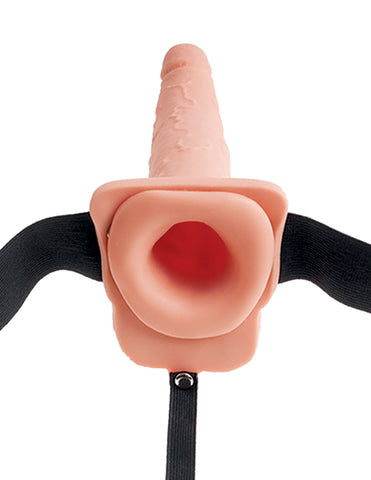 Fetish Fantasy 9 inch Hollow Squirting Strap-On with Balls - Bullet Vibrators