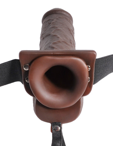 Fetish Fantasy 9 inch Hollow Squirting Strap-On with Balls - Bullet Vibrators
