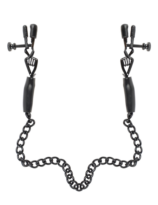 Fetish Fantasy Adjustable Nipple Chain Clamps Black - Nipple and Clit Clamps