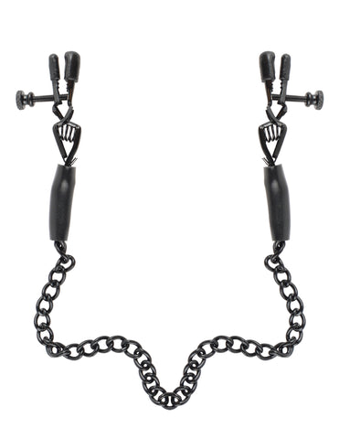 Fetish Fantasy Adjustable Nipple Chain Clamps Black - Nipple and Clit Clamps