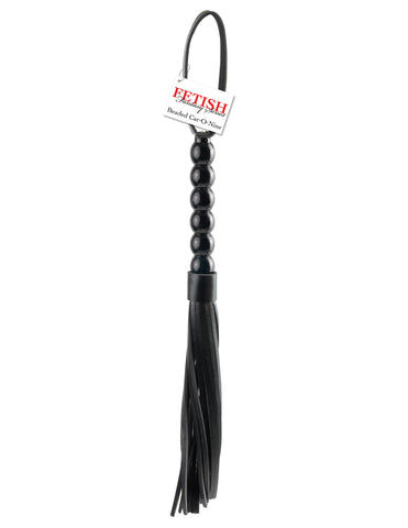 Fetish Fantasy Beaded Cat-O-Nine BDSM Tails Black - Whips And Crops