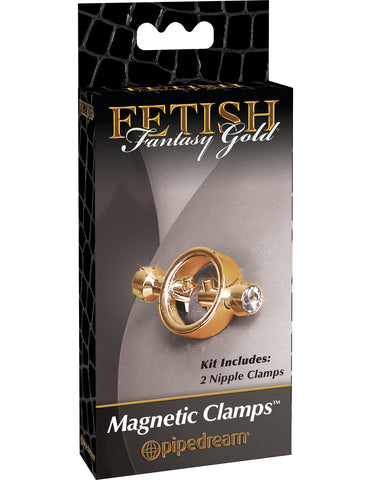 Pipedream Fetish Fantasy Gold Magnetic Womens Nipple Clamps - Nipple and Clit Clamps