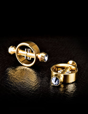 Pipedream Fetish Fantasy Gold Magnetic Womens Nipple Clamps - Nipple and Clit Clamps