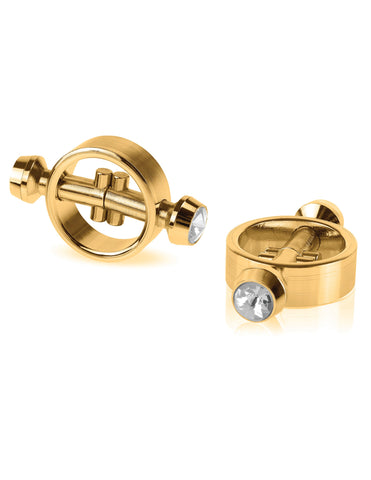 Pipedream Fetish Fantasy Gold Magnetic Womens Nipple Clamps - Nipple and Clit Clamps