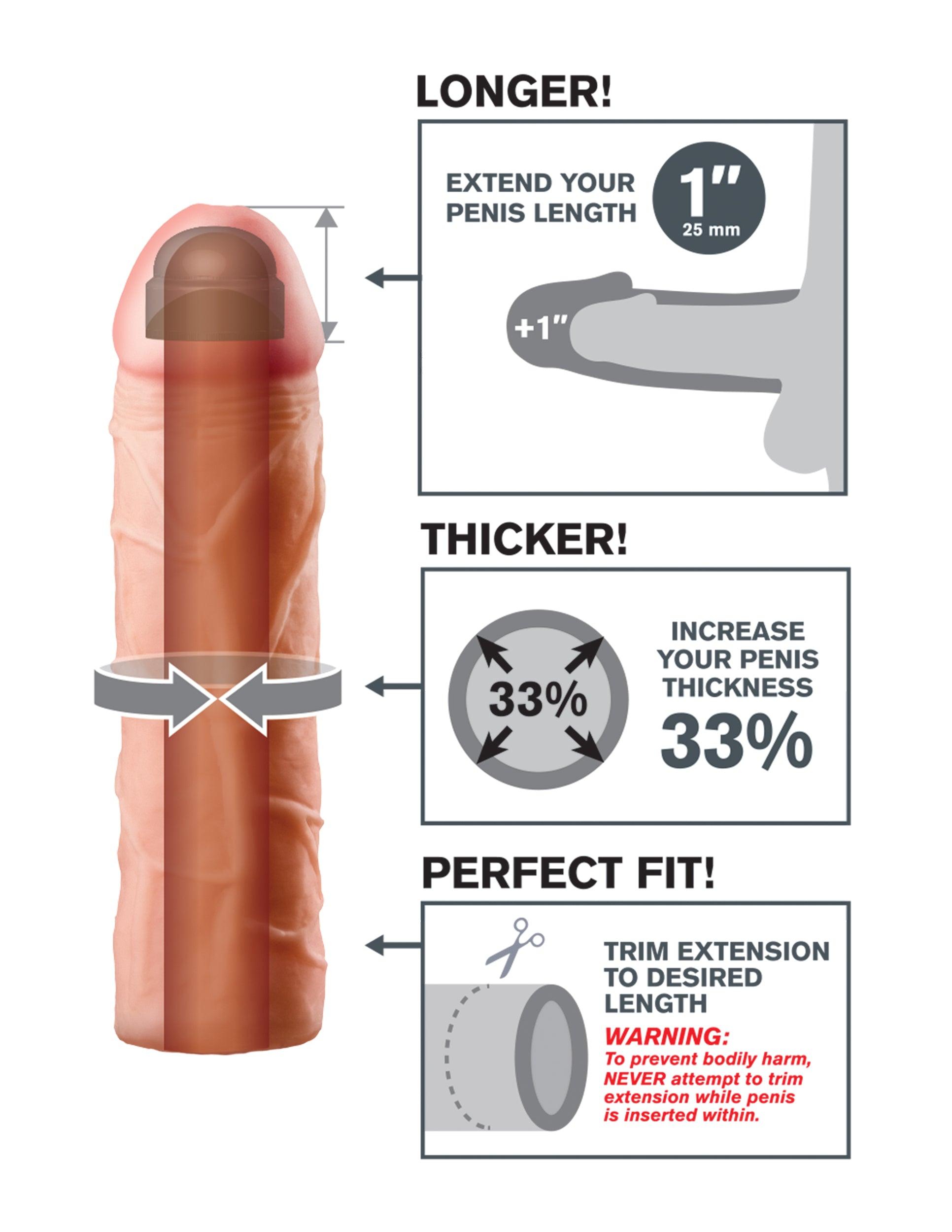 Fantasy X-Tensions Perfect Penis Extension Flesh Penis Sleeves and Extenders