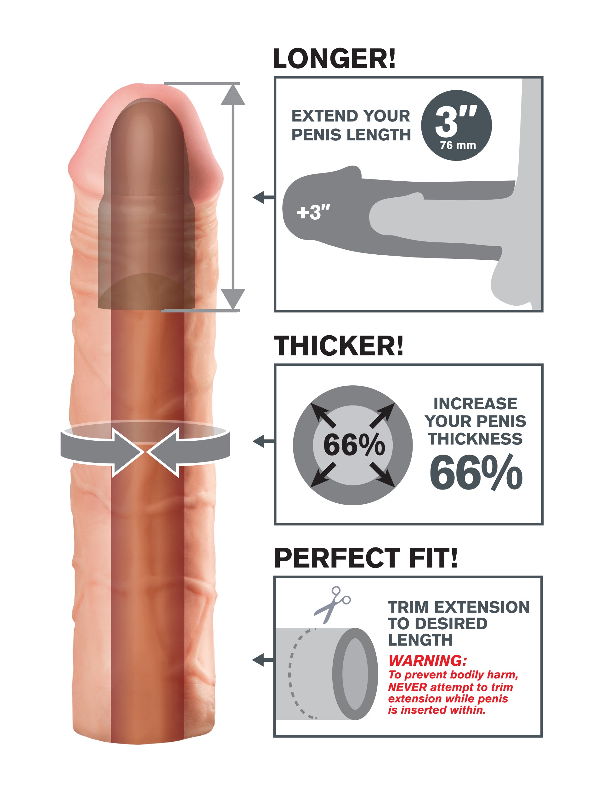 Fantasy X-Tensions Mega 3 Inch Penis Extension Penis Sleeves and Extenders