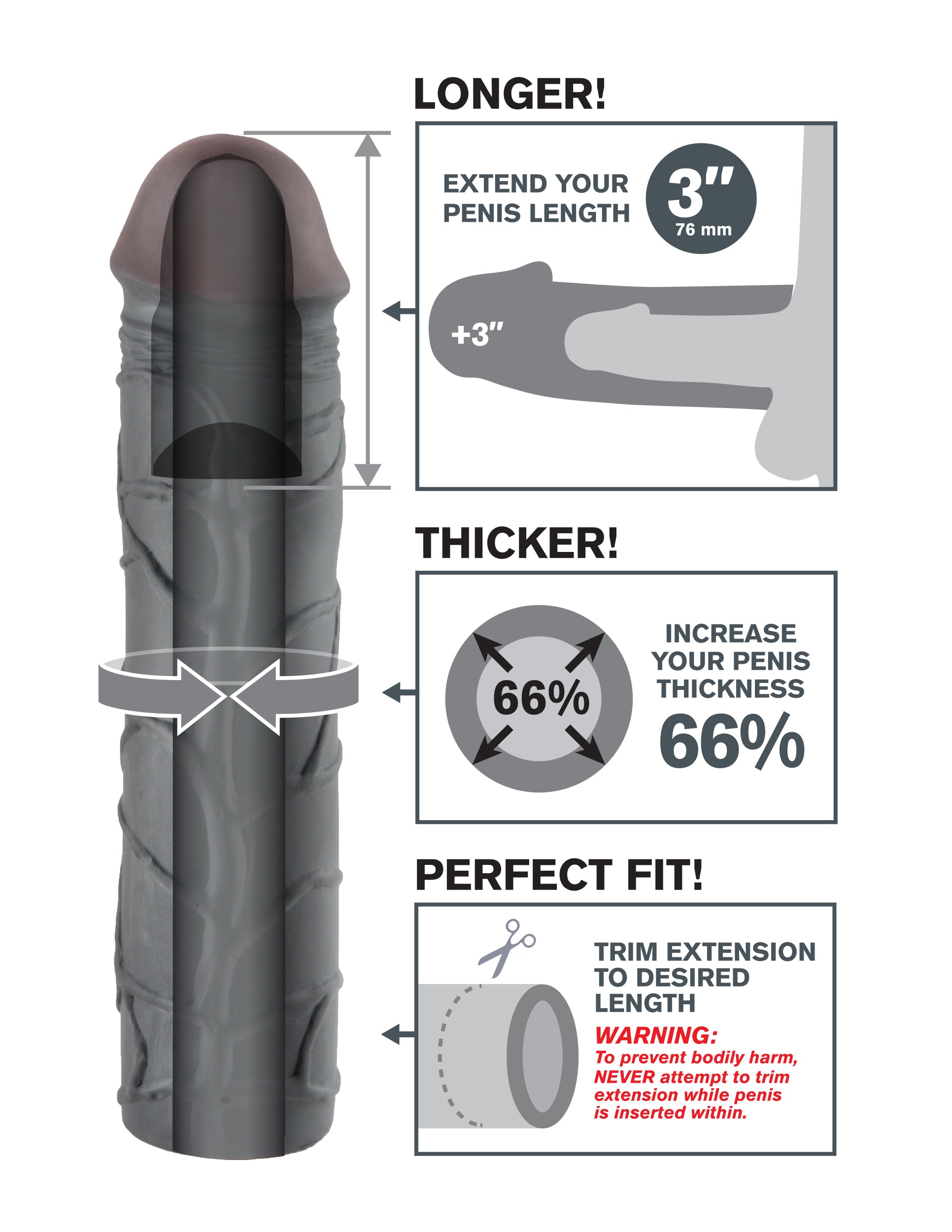 Fantasy X-Tensions Mega 3 Inch Penis Extension Penis Sleeves and Extenders