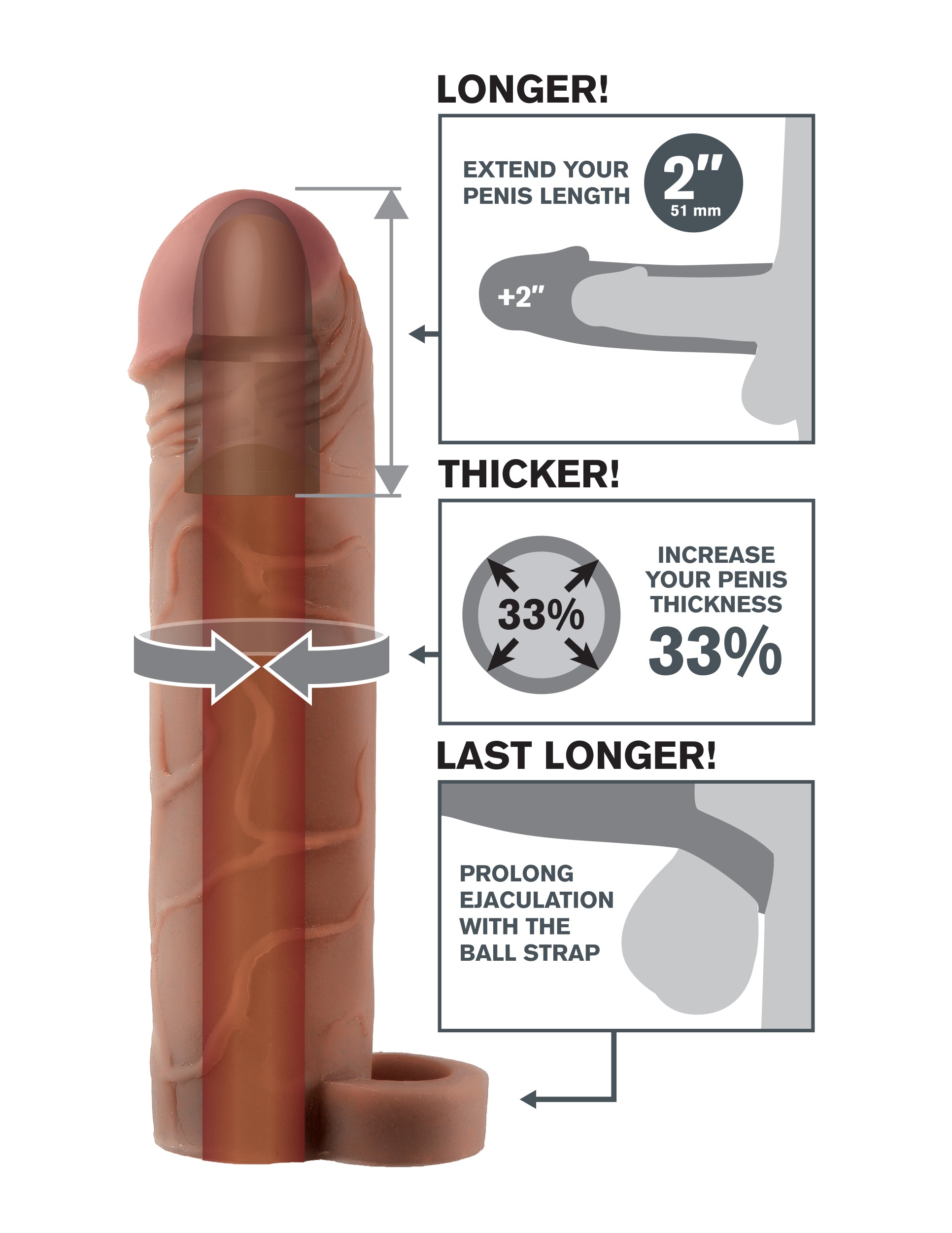 Fantasy X-Tensions Perfect 2 inch Extension With Ball Strap Pumps, Extenders and Sleeves