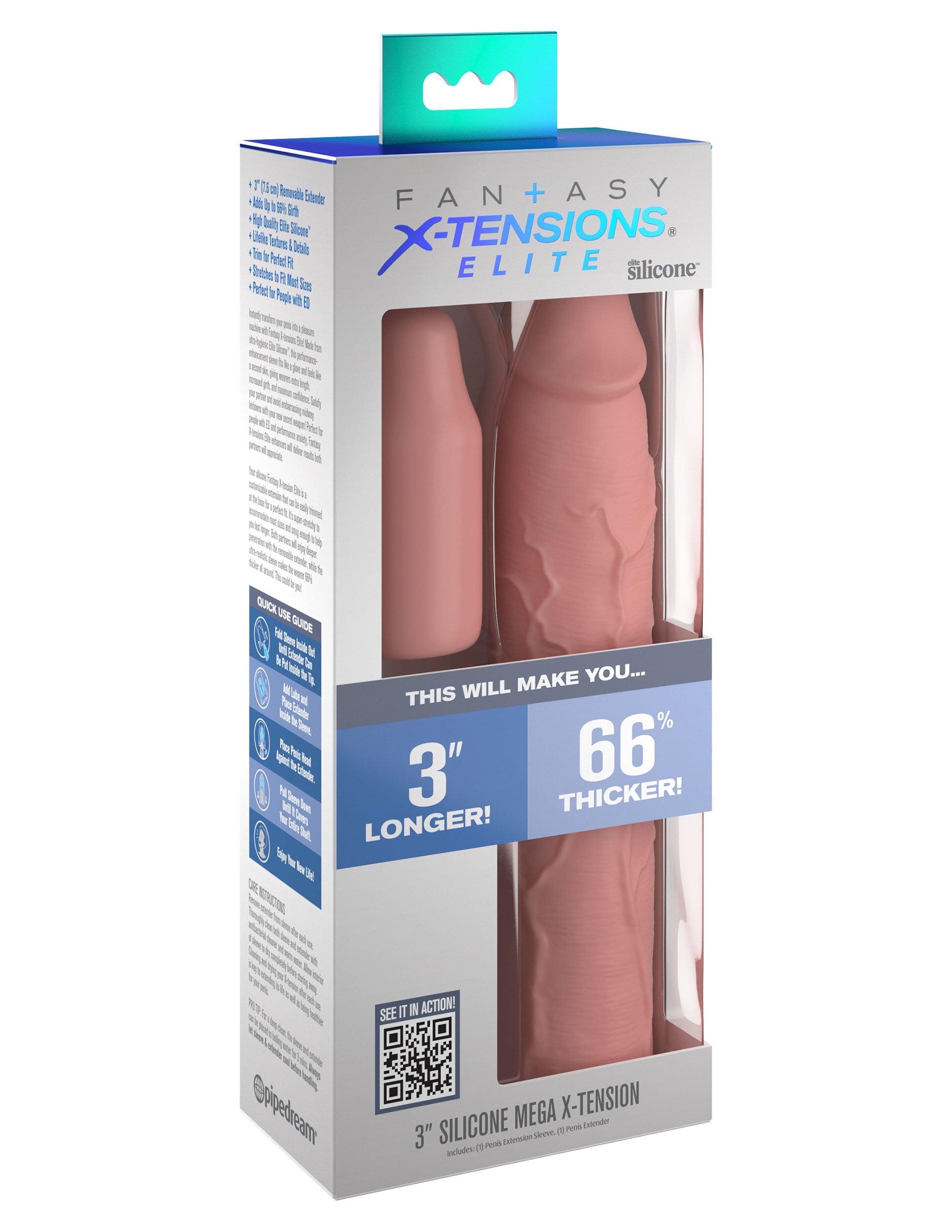 Fantasy X-Tensions Elite 3 Inch Silicone Penis Extension Penis Sleeves and Extenders
