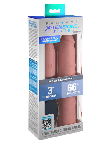 FX Elite 3 Inch Vibrating Mega Penis Extension With Remote - Penis Sleeves and Extenders