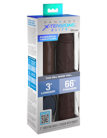 FX Elite 3 Inch Vibrating Mega Penis Extension With Remote - Penis Sleeves and Extenders