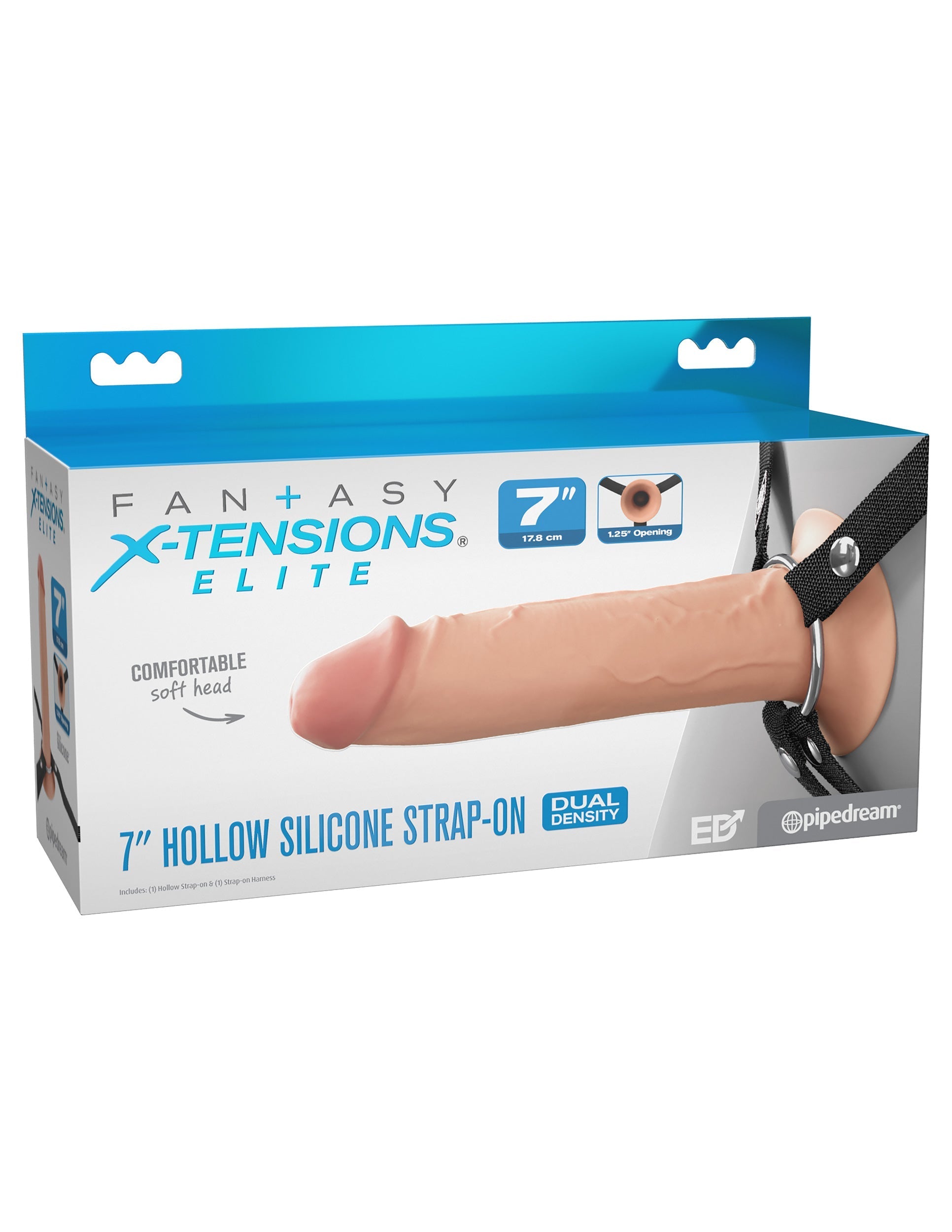 Fantasy X-tensions 7 Inch Dual Density Hollow Strap-on Dong Strap On Sextoys