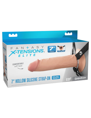 Fantasy X-tensions 7 Inch Dual Density Hollow Strap-on Dong - Strap On Sextoys