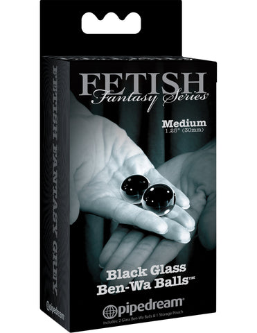 Fetish Fantasy Black Glass Ben Wa Balls Medium - Personal Massagers