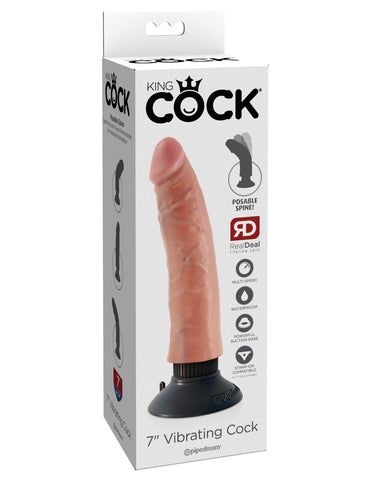 King Cock Vibrating Realistic and Waterproof Dildo Flesh - Vibrating Dildos