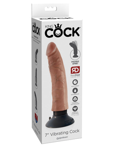 King Cock 7 Inch Realistic and Waterproof Vibrating Dildo - Vibrating Dildos
