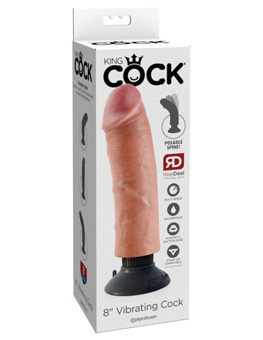 King Cock Vibrating Realistic and Waterproof Dildo Flesh - Vibrating Dildos