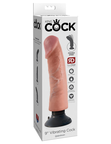 King Cock Vibrating Realistic and Waterproof Dildo Flesh - Vibrating Dildos
