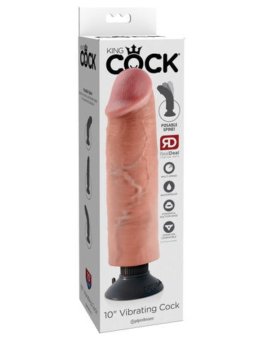 King Cock Vibrating Realistic and Waterproof Dildo Flesh - Vibrating Dildos