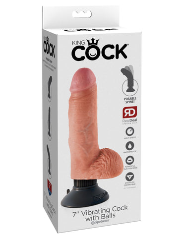 King Cock Multi Functions Realistic Cock with Balls - Vibrating Dildos