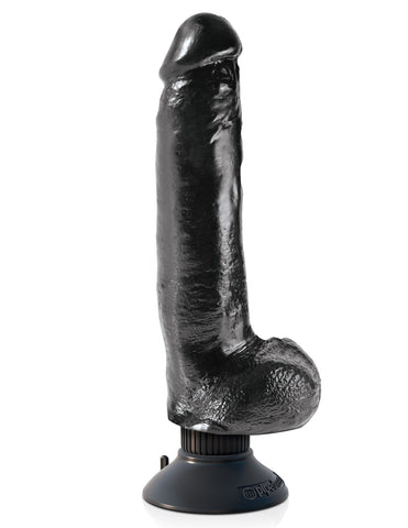 King Cock Vibrating Cock with Balls Black - Vibrating Dildos