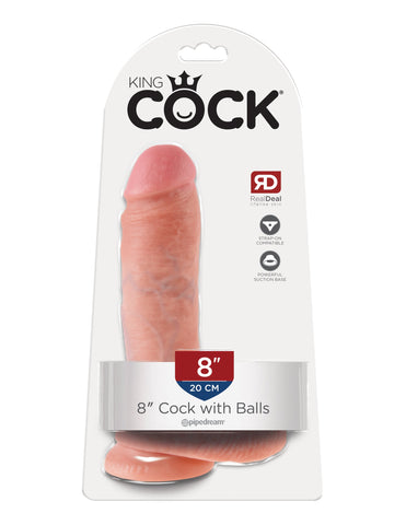 King Cock 8 Inch Realistic Dildo with Balls and Suction Cup - Realistic Dildos
